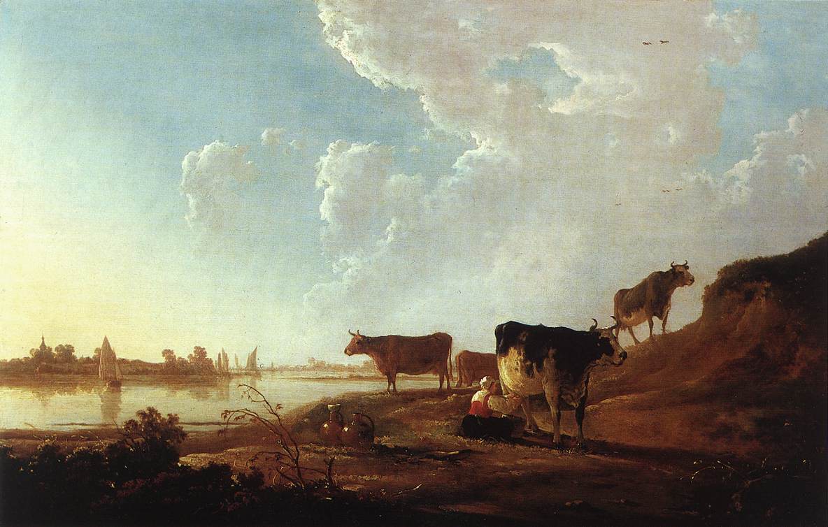 CUYP, Aelbert River Scene with Milking Woman sdf